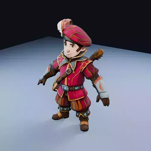 Trickster Bard Low Poly PBR Game Asset