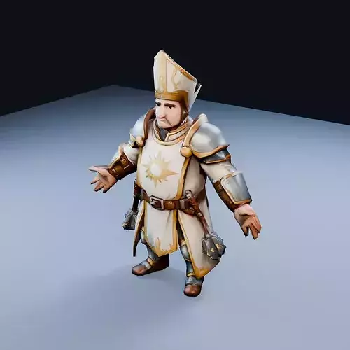 Holy Cleric Low Poly PBR Game Asset