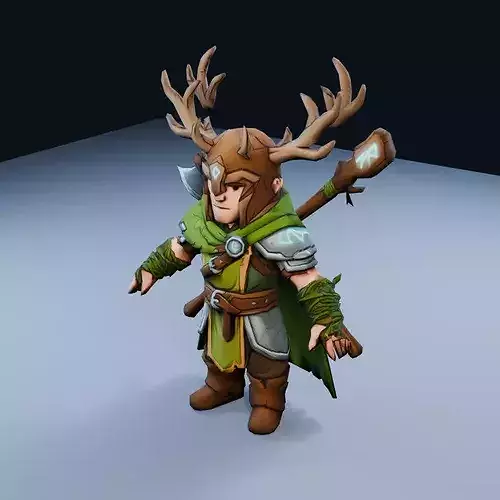 Primal Druid Low Poly PBR Game Asset