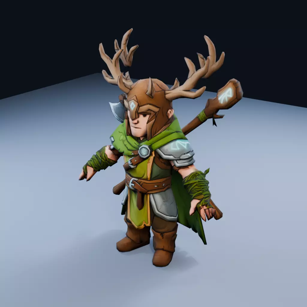 Primal Druid Low Poly PBR Game Asset Low-poly 3D model
