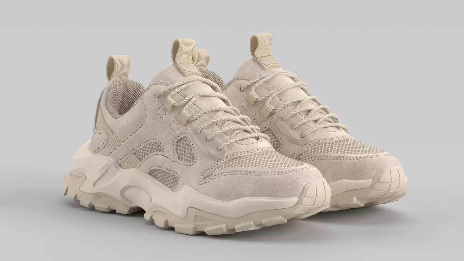Chunky Cream Shoe Sneaker Low-poly 3D model