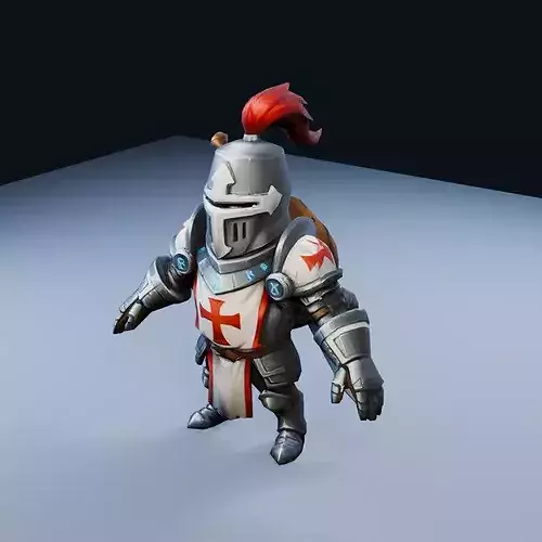 Crusader Knight Low Poly PBR Game Asset