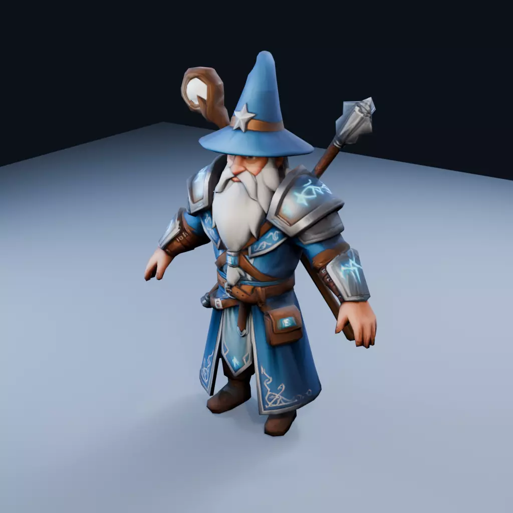 Battle Mage Low Poly PBR Game Asset Low-poly 3D model