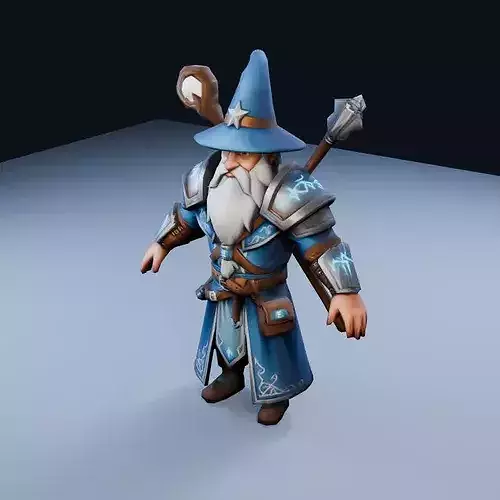 Battle Mage Low Poly PBR Game Asset