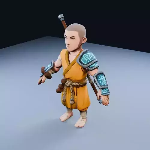 Martial Monk Low Poly PBR Game Asset