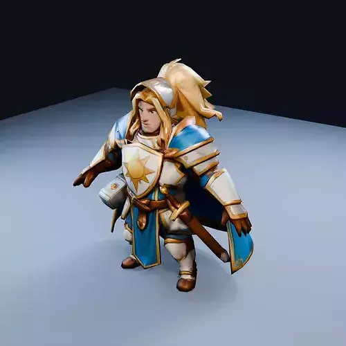 Light Paladin Low Poly PBR Game Asset