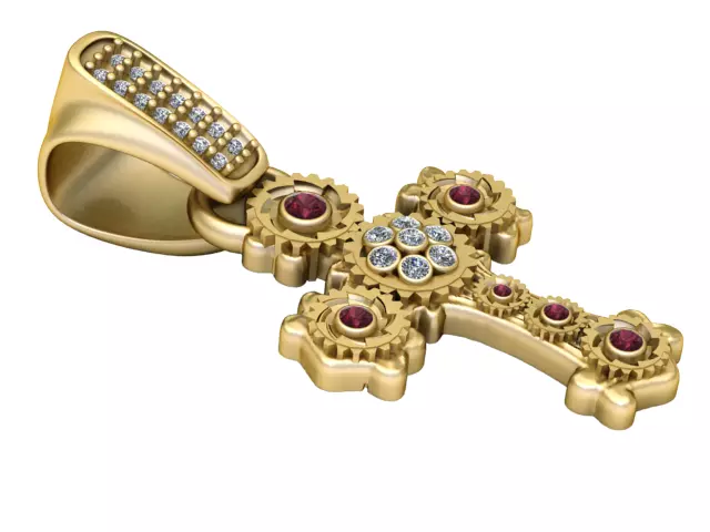 Floral Ruby Cross 3D print model