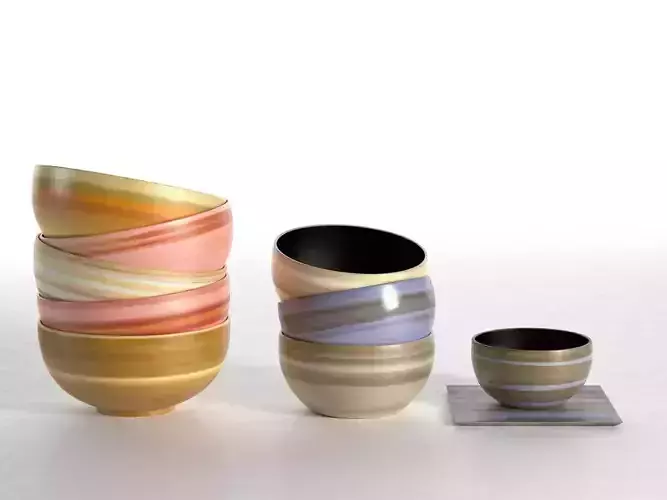 Stacks of Coloured Bowls