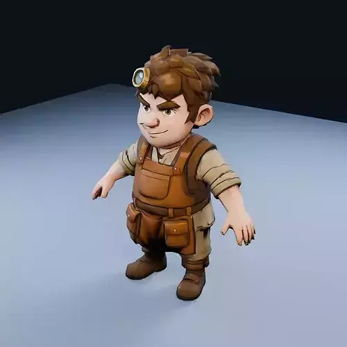 Gnome Tinker Low Poly PBR Game Asset