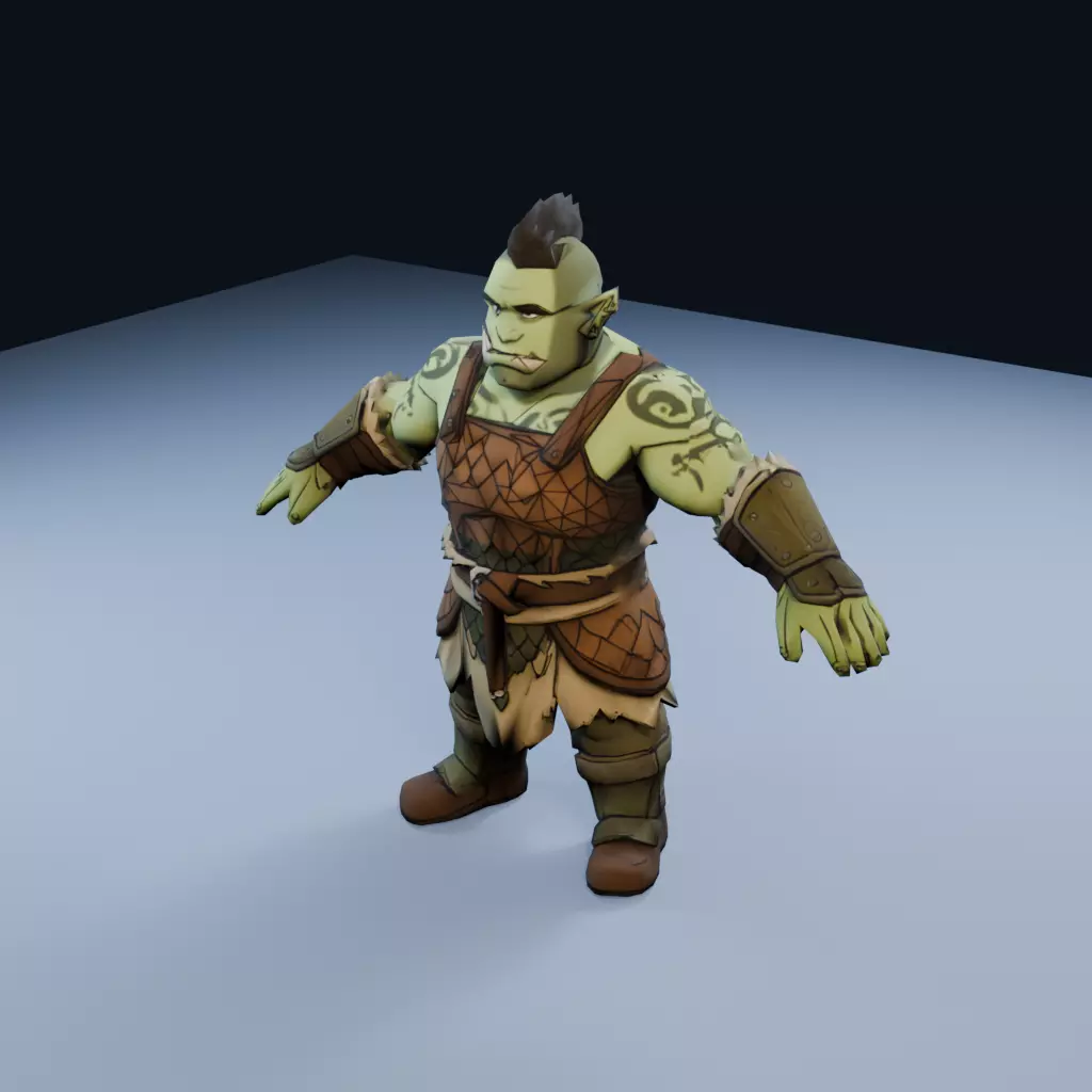 Half-Orc Warrior Low Poly PBR Game Asset Low-poly 3D model