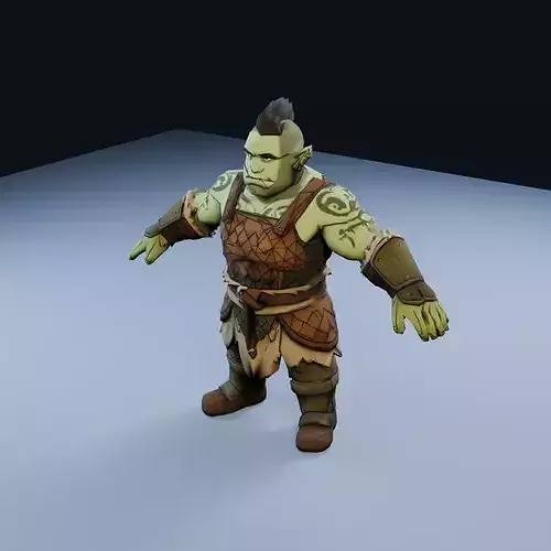 Half-Orc Warrior Low Poly PBR Game Asset