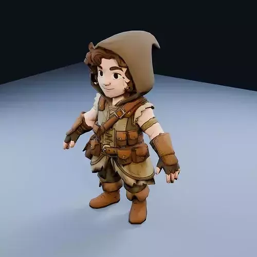 Halfling Rogue Low Poly PBR Game Asset