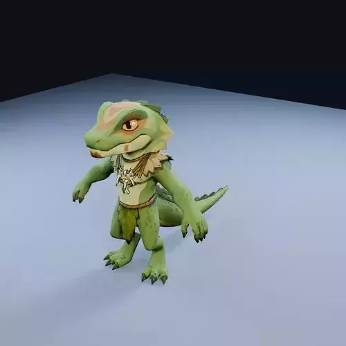 Lizardfolk Shaman Low Poly PBR Game Asset