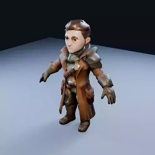 Wasteland Bounty Hunter Low Poly PBR Game Asset