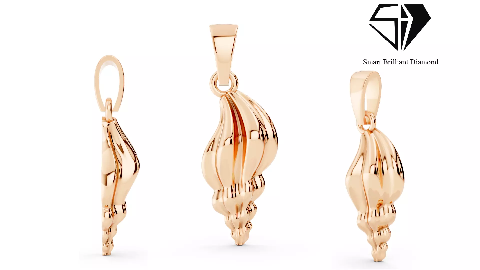 Seashell Gold Pendant 3D Model Luxury Jewelry CAD File gp0512 3D print model