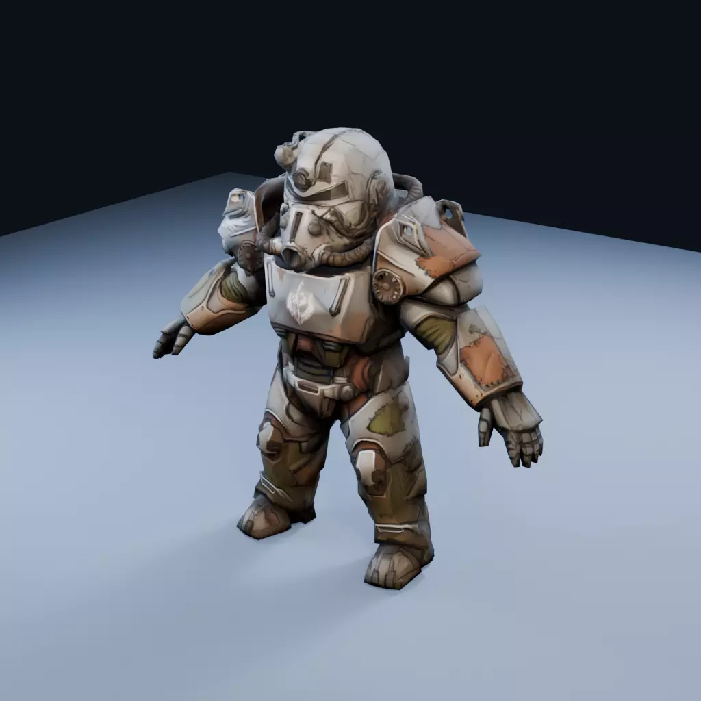 Post-Apocalyptic Paladin Low Poly PBR Game Asset Low-poly 3D model