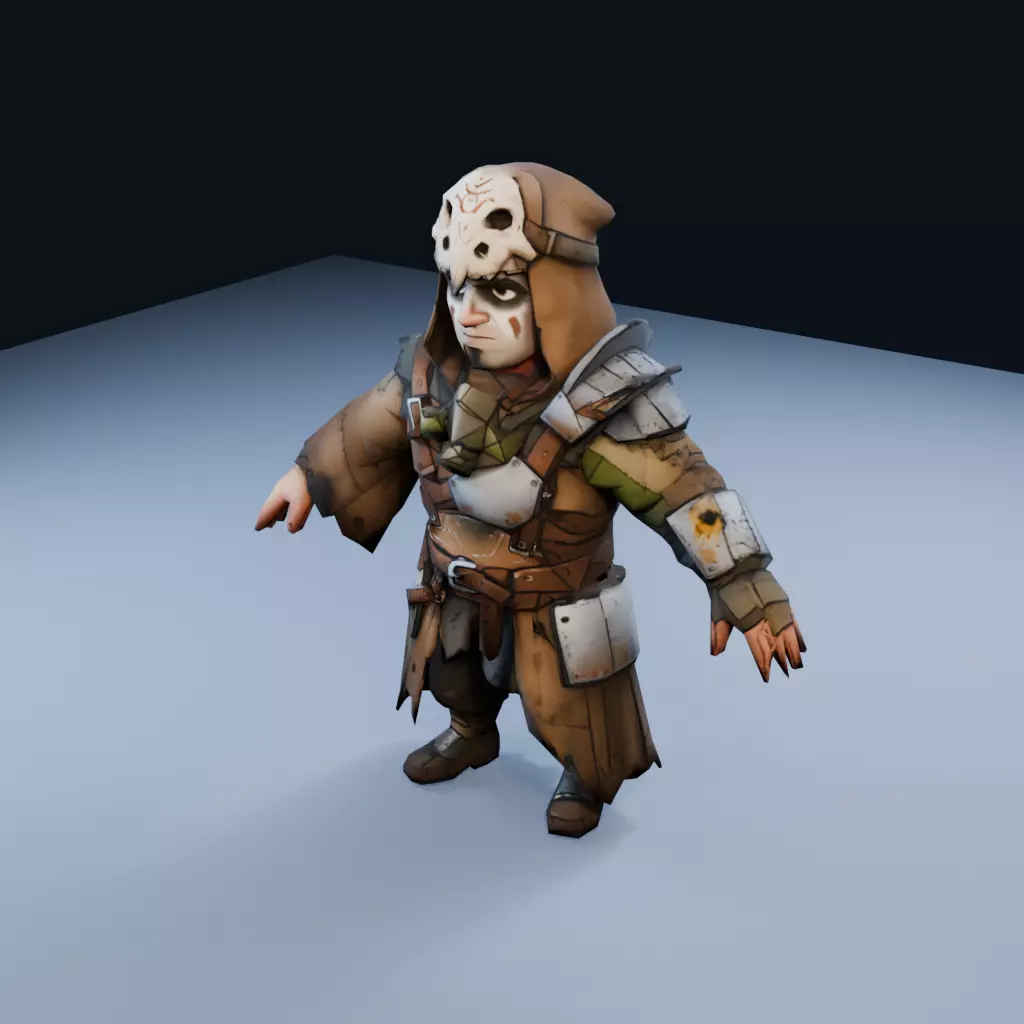 Wasteland Cultist Low Poly PBR Game Asset Low-poly 3D model