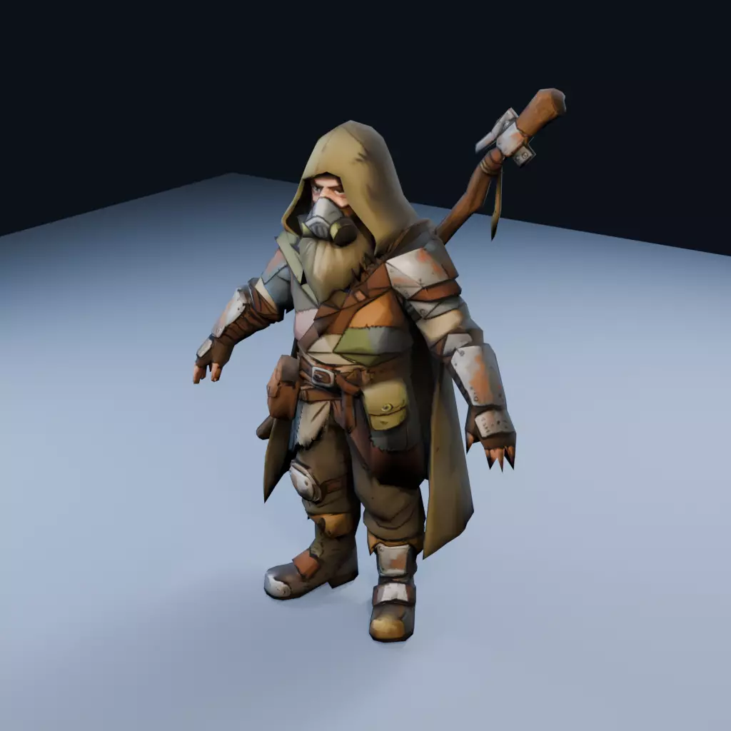 Outcast Wanderer Low Poly PBR Game Asset Low-poly 3D model