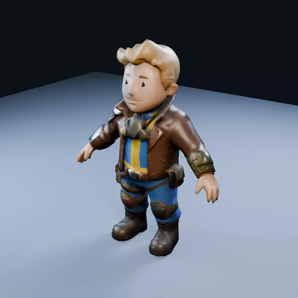 Bunker Dweller Low Poly PBR Game Asset Low-poly 3D model