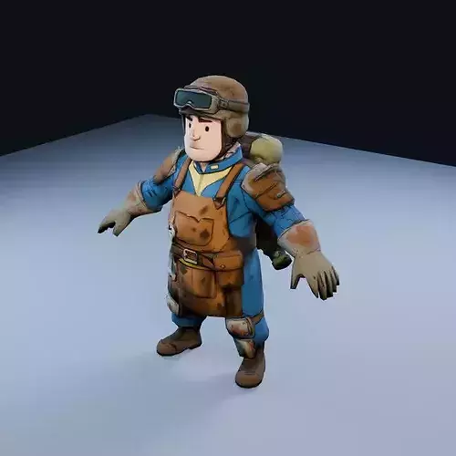 Vault Engineer Low Poly PBR Game Asset