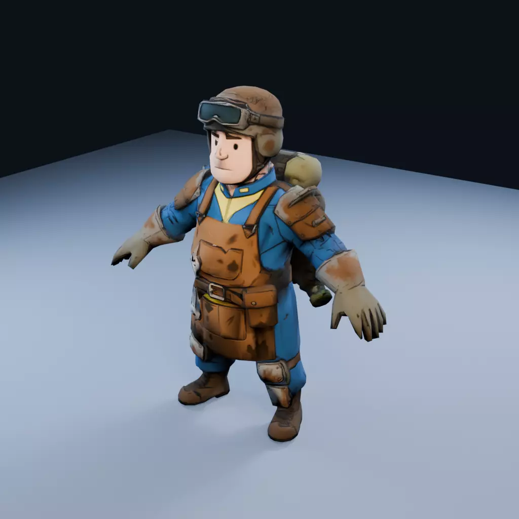 Vault Engineer Low Poly PBR Game Asset Low-poly 3D model