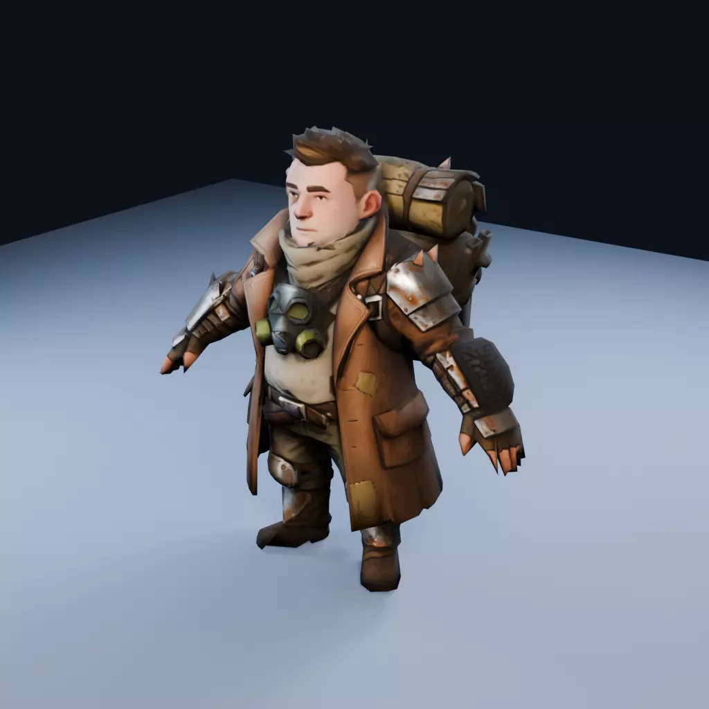 Wasteland Scavenger Low Poly PBR Game Asset Low-poly 3D model