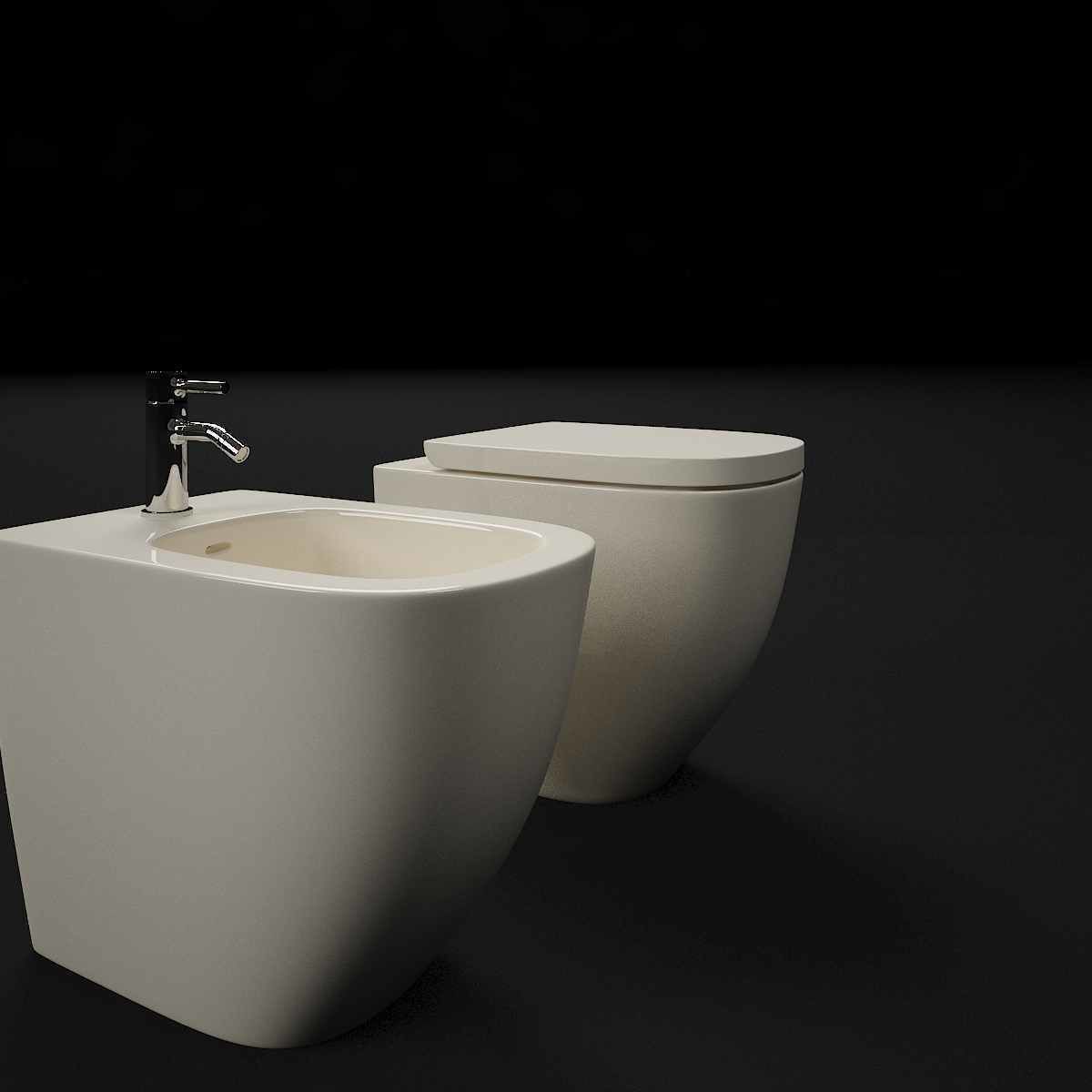 Laufen Palomba Floorstanding bidet and WC 3D model_11