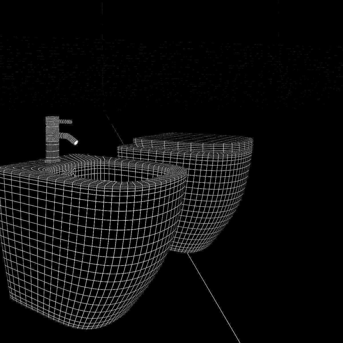 Laufen Palomba Floorstanding bidet and WC 3D model_12