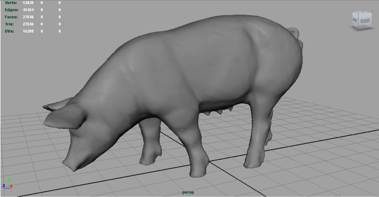 Realistic Sow pig Low-poly 3D model_3