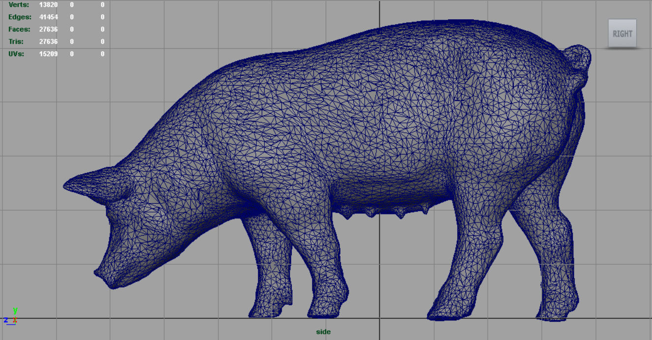 Realistic Sow pig Low-poly 3D model_7