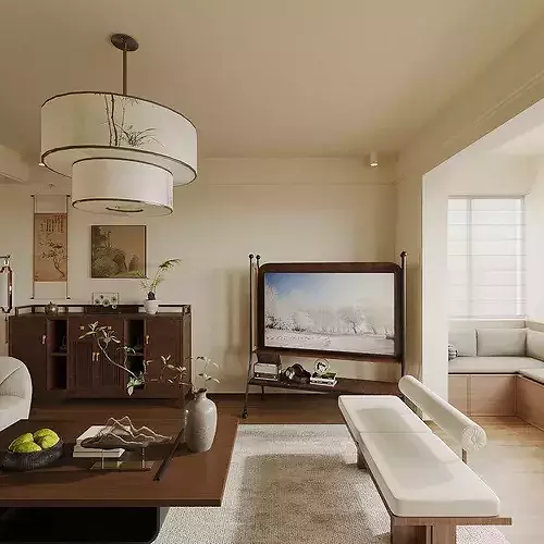 Chinese style living French retro style living  3D model 6