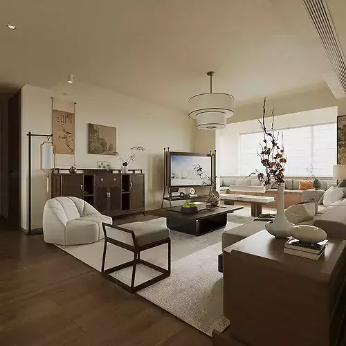 Chinese style living French retro style living 3D model
