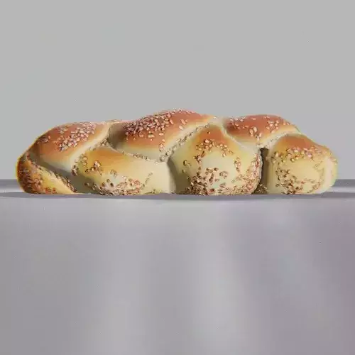 Sesame Seed Braided Bread Low-poly 3D model 7