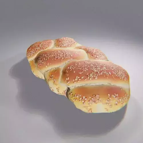 Sesame Seed Braided Bread Low-poly 3D model 6