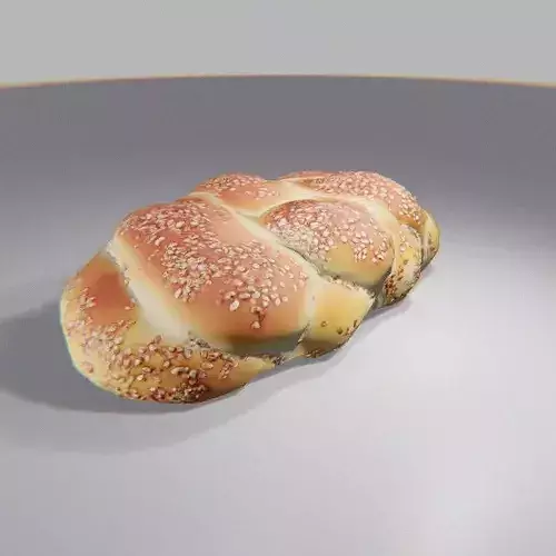 Sesame Seed Braided Bread Low-poly 3D model 5