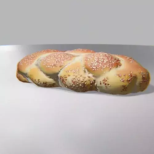 Sesame Seed Braided Bread Low-poly 3D model 4