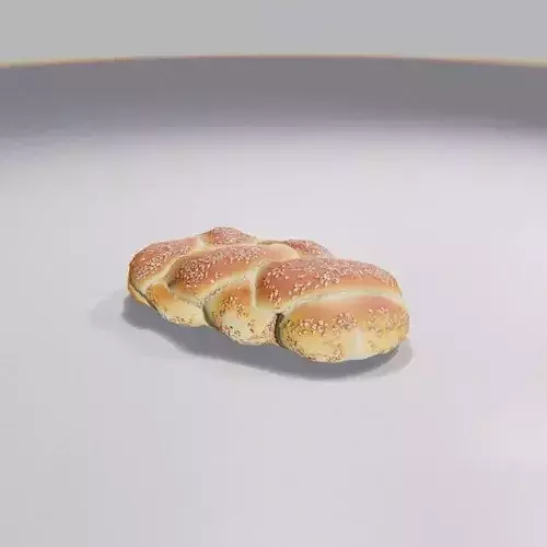 Sesame Seed Braided Bread Low-poly 3D model