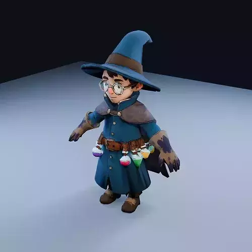Potion Alchemist Low Poly PBR Game Asset