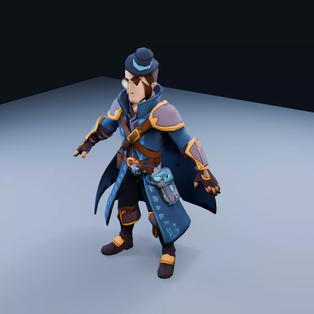 Gunslinger Mage Low Poly PBR Game Asset Low-poly 3D model