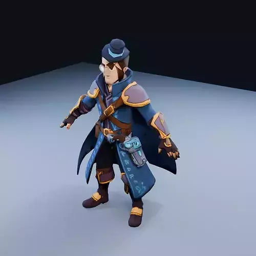 Gunslinger Mage Low Poly PBR Game Asset