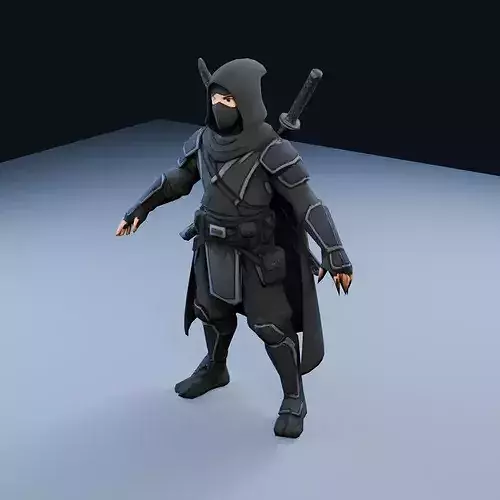 Shadow Ninja Low Poly PBR Game Asset