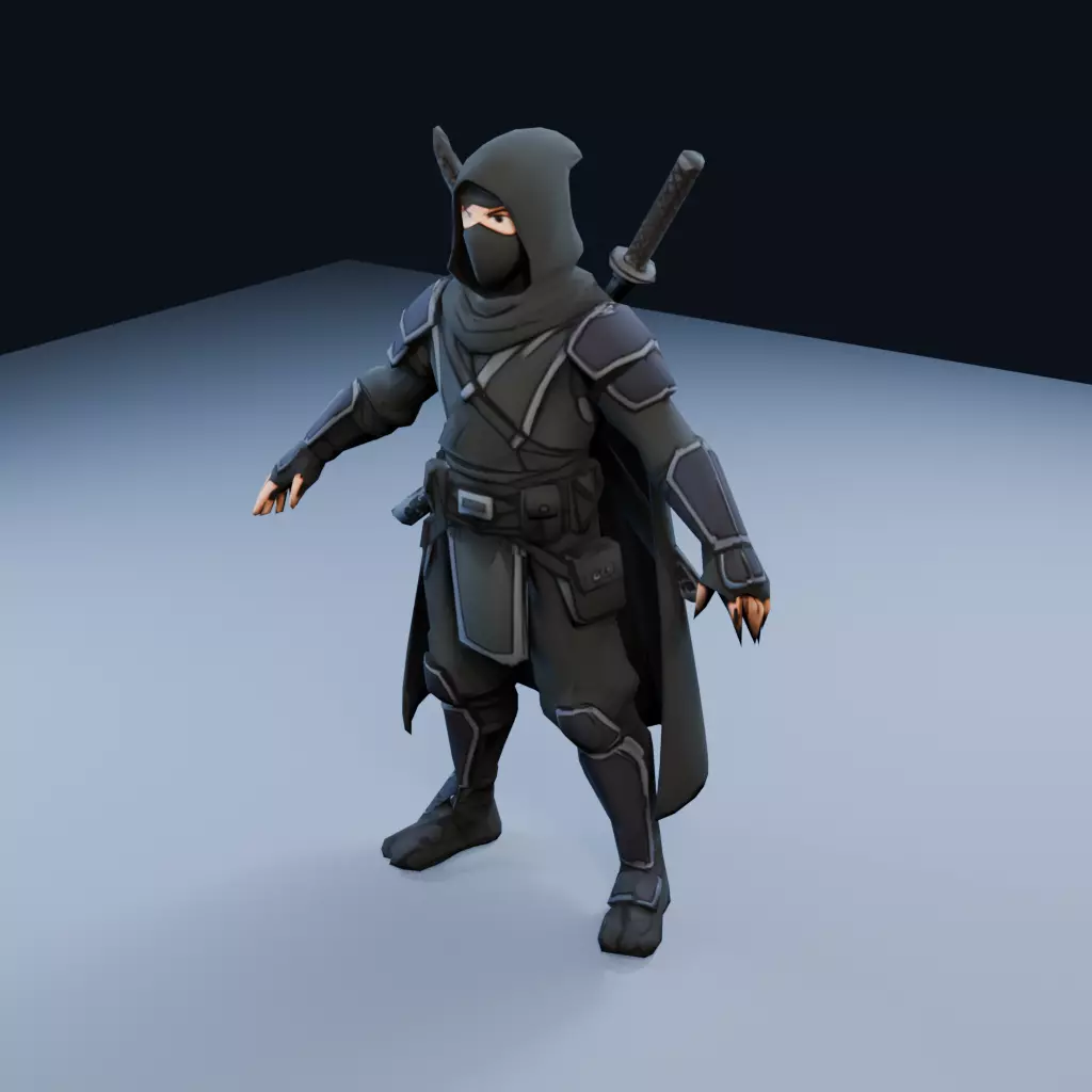 Shadow Ninja Low Poly PBR Game Asset Low-poly 3D model