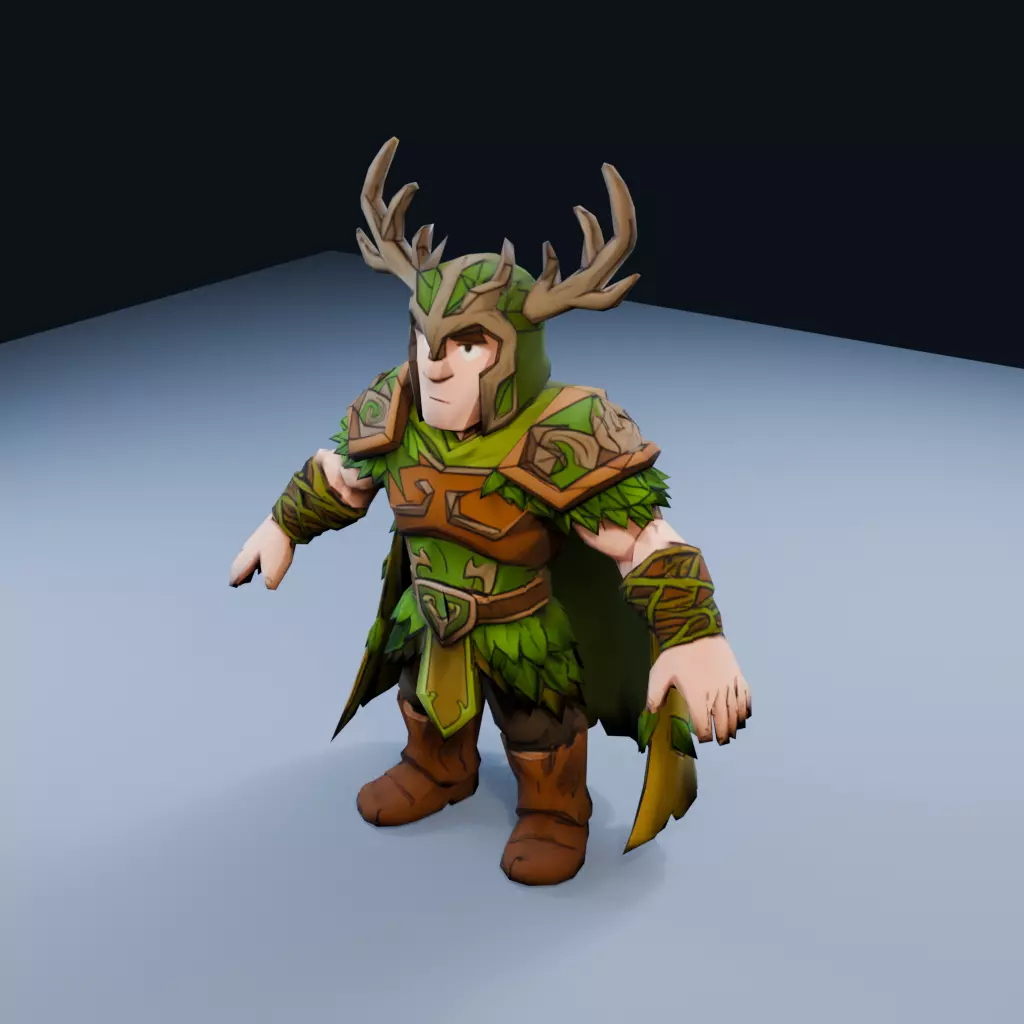 Primal Druid Low Poly PBR Game Asset Low-poly 3D model