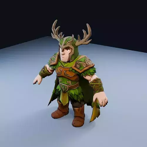 Primal Druid Low Poly PBR Game Asset