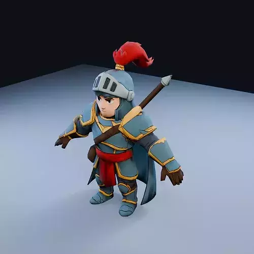 Spear Lancer Low Poly PBR Game Asset