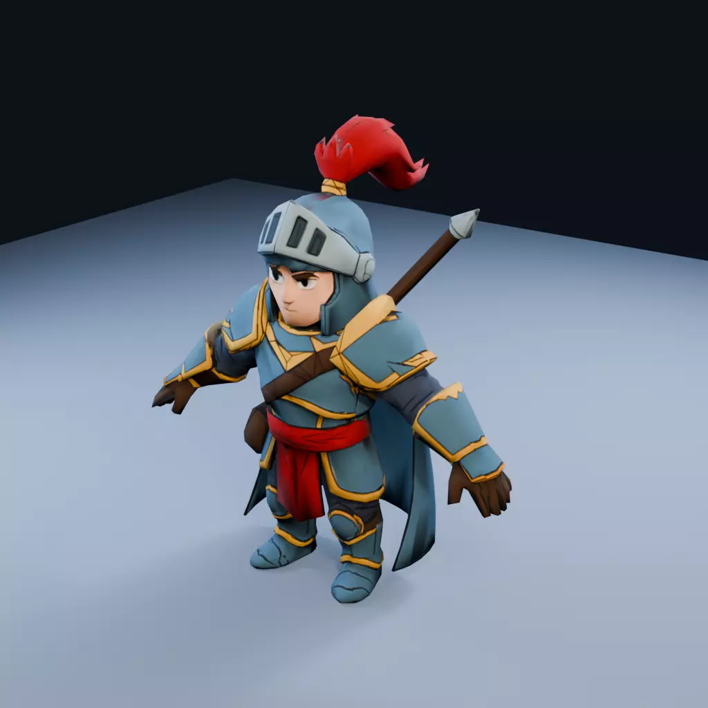 Spear Lancer Low Poly PBR Game Asset Low-poly 3D model