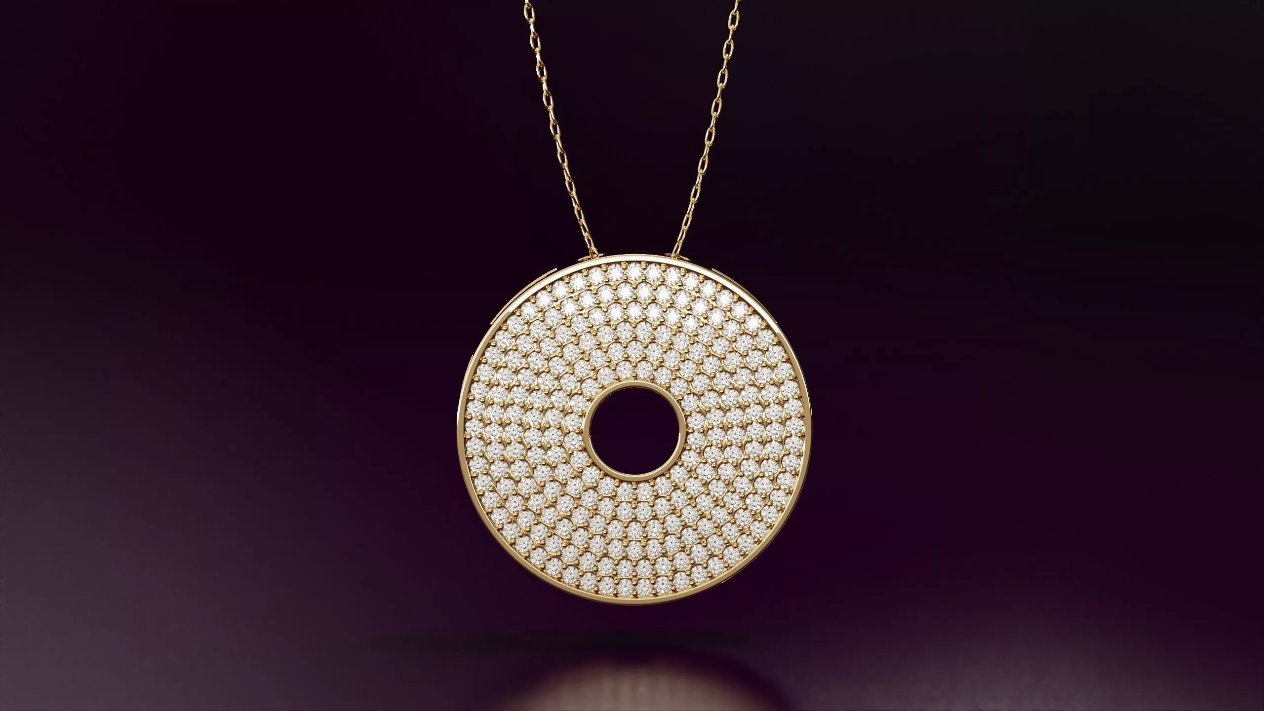 Round pendant with round diamonds N03 20mm 3D print model
