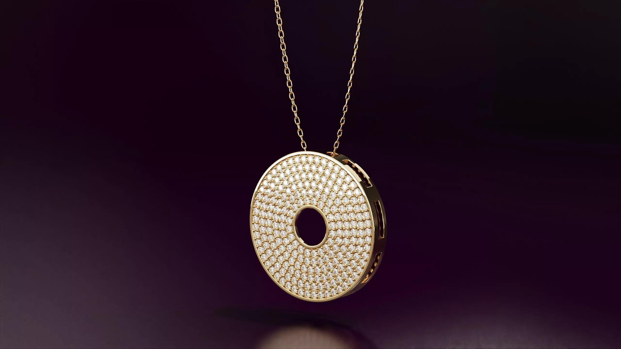 Round pendant with round diamonds N03 20mm 3D print model