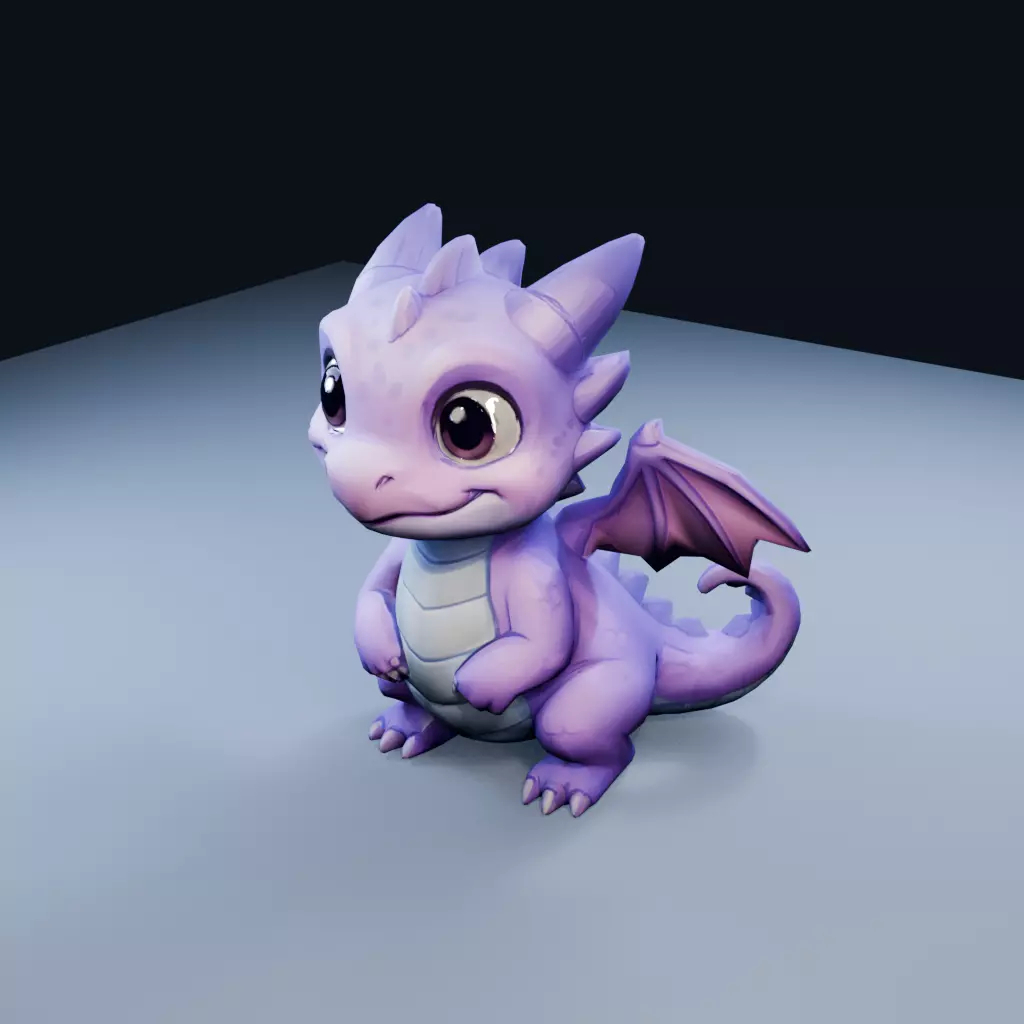 Baby Dragon Low Poly PBR Game Asset Low-poly 3D model