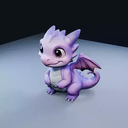 Baby Dragon Low Poly PBR Game Asset
